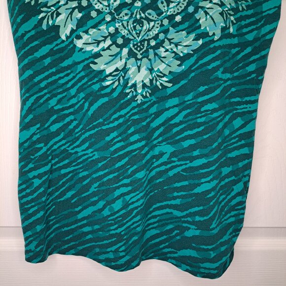 Athleta Green Animal Print Graphic Scoop Neck Top Size Small - Picture 4 of 6